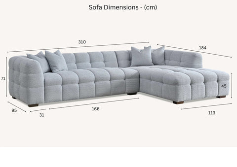 Tribeca Corner Group in Silver/Grey Iron Boucle Fabric Sofa