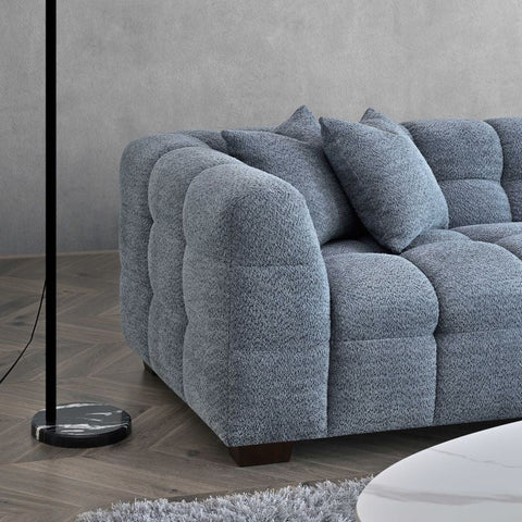 Tribeca Corner Group in Silver/Grey Iron Boucle Fabric Sofa