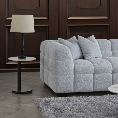 Tribeca Corner Group in Pearl Grey Boucle Fabric Sofa