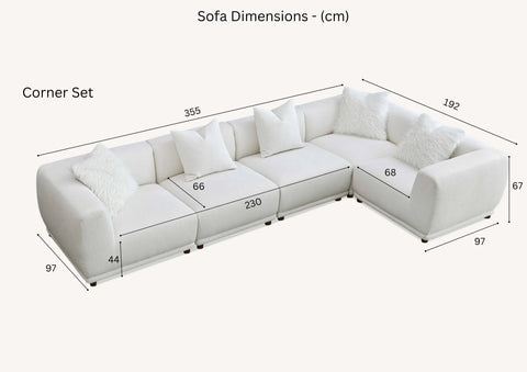 Lottie Modular Corner Group In Polar White Boucle Sofa