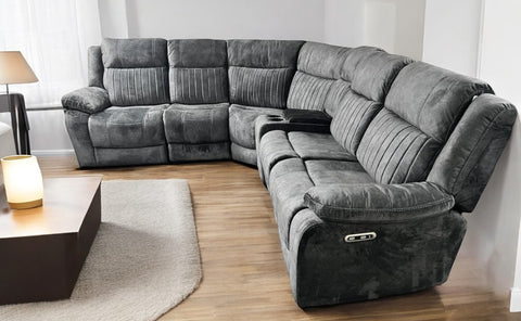 Patina dark grey electric recliner corner sofa