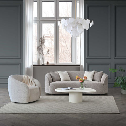 Nolita Latte Boucle Teddy Sofa And Accent Chair