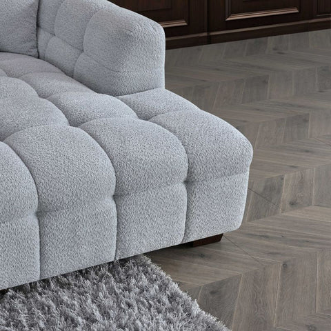 Tribeca Corner Group in Pearl Grey Boucle Fabric Sofa