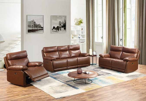 Beverley Power Recliner Tan Leather Range