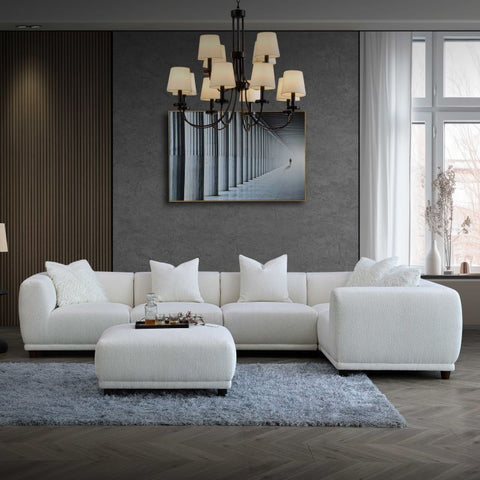 Lottie Modular Corner Group In Polar White Boucle Sofa