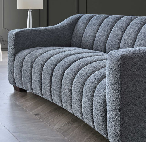 Aluxo Astoria 3 Seater Sofa in Steel Grey Boucle Fabric