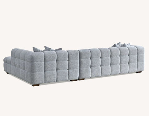 Tribeca Corner Group in Pearl Grey Boucle Fabric Sofa