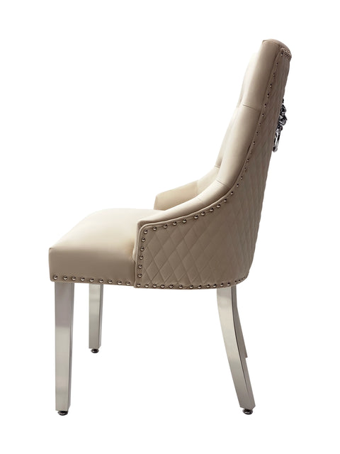 Boxes of 2 x Bentley Chrome Dining Chairs Beige