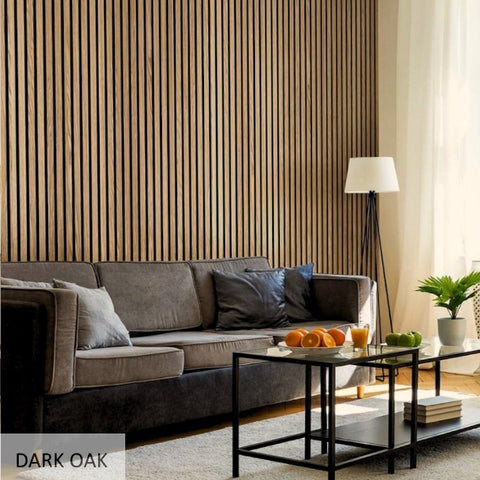 Pack Of x2 240cm x 60cm Acoustic Slatted Wall Panels (Multiple Colours)