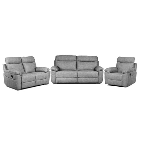 Dunluce Light Grey Recliner Fabric Sofas