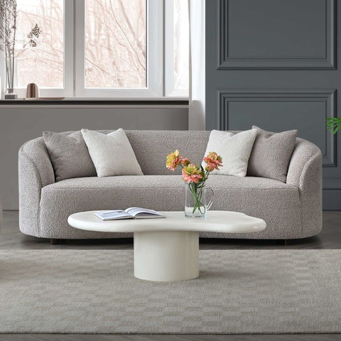 Nolita Latte Boucle Teddy Sofa And Accent Chair