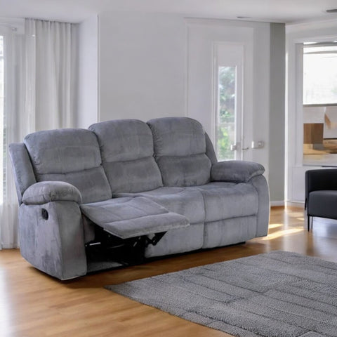 The Cambridge Grey Fabric Recliner 3 + 2 Sofa Set