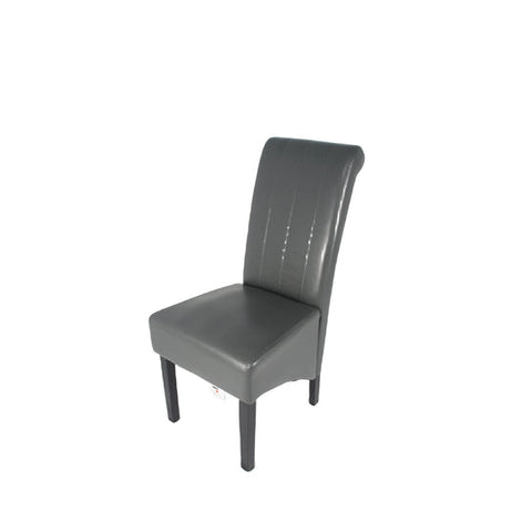 The Lucy PU Dark Grey Chair with Black Wooden Legs