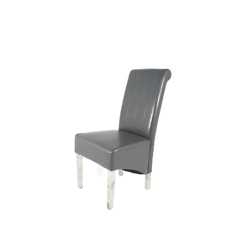 The Lucy PU Dark Grey Chair with Chrome Legs