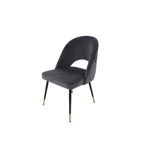 The Venice Grey Velvet Dining Chair with Black Legs
