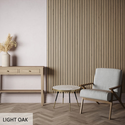 Pack Of x2 240cm x 60cm Acoustic Slatted Wall Panels (Multiple Colours)