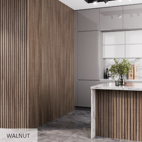 Pack Of x2 240cm x 60cm Acoustic Slatted Wall Panels (Multiple Colours)