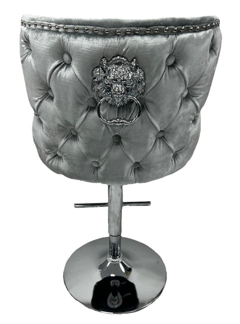 Lewis Light Grey Lion Knocker Bar Stool