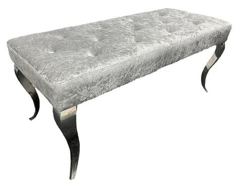 The Luxury Lewis Crushed Silver Bench 110/130cm