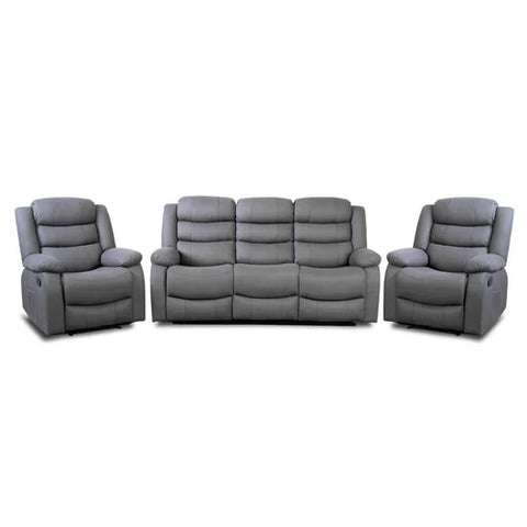 Lisbon Grey Fabric Recliner Sofas 3+1+1