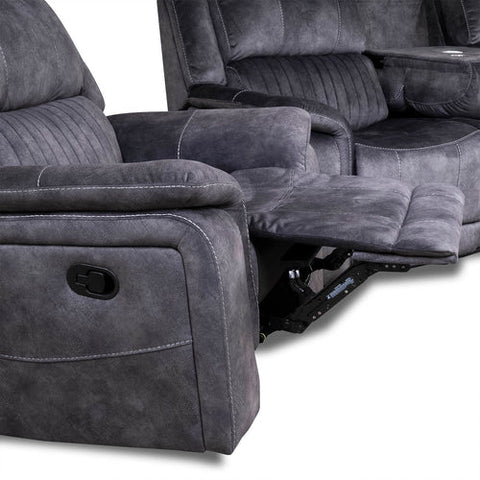 The Platina Dark Grey Fabric Recliner 3 + 1 + 1