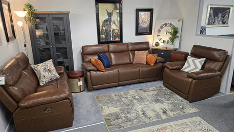 Beverley Power Recliner Tan Leather Range